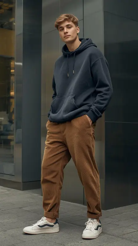 Corduroy Pants With Hoodie