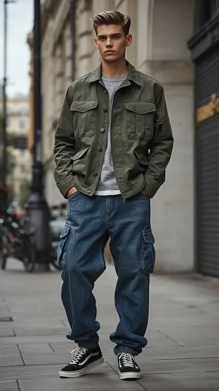 Baggy Jeans With Cargo Jacket