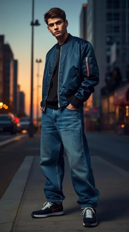 Baggy Jeans With Bomber Jacket