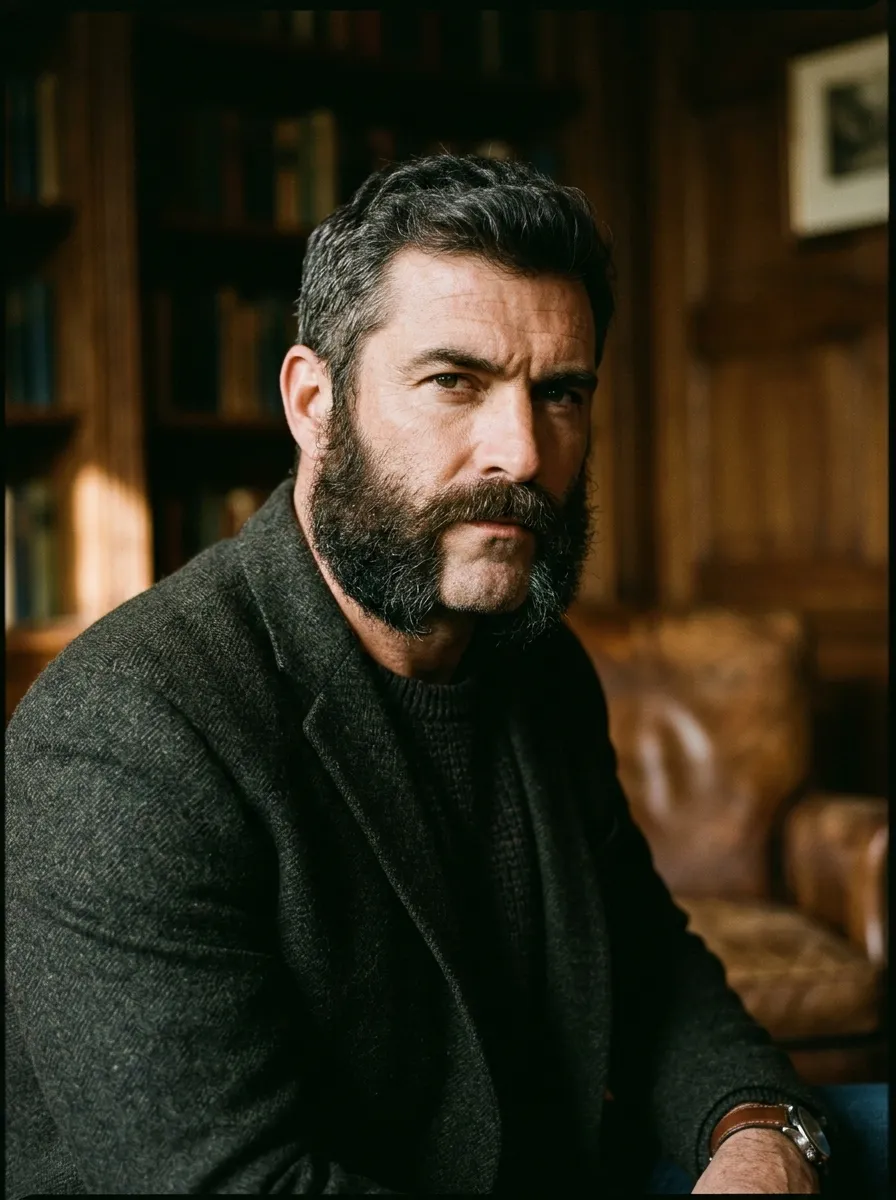 A bold portrait of a man with prominent mutton chop sideburns