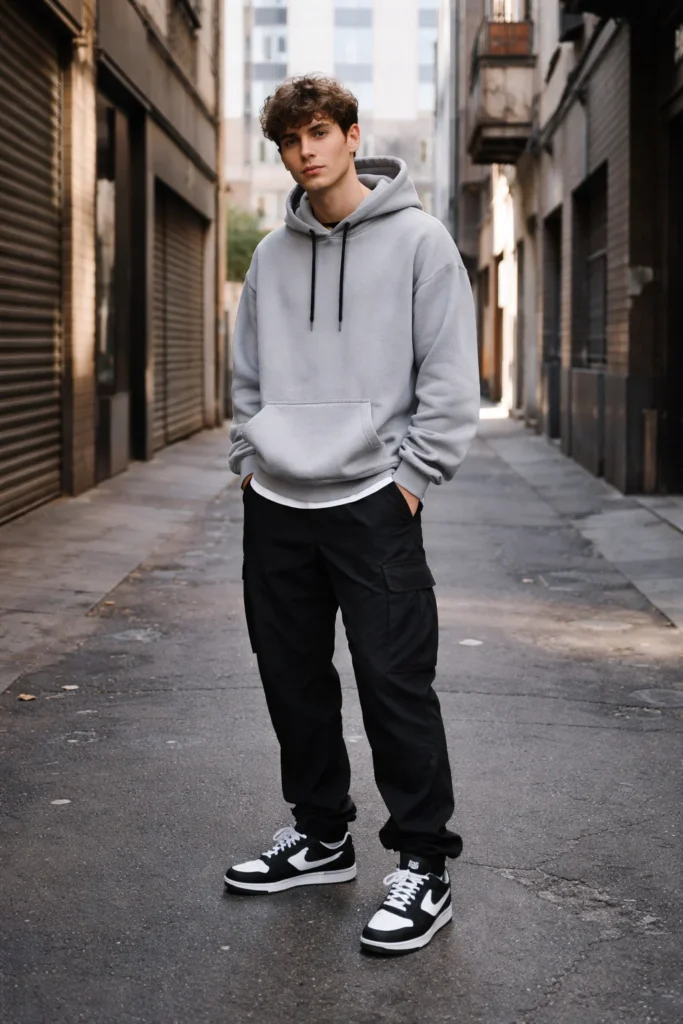 Black Pants with a Hoodie