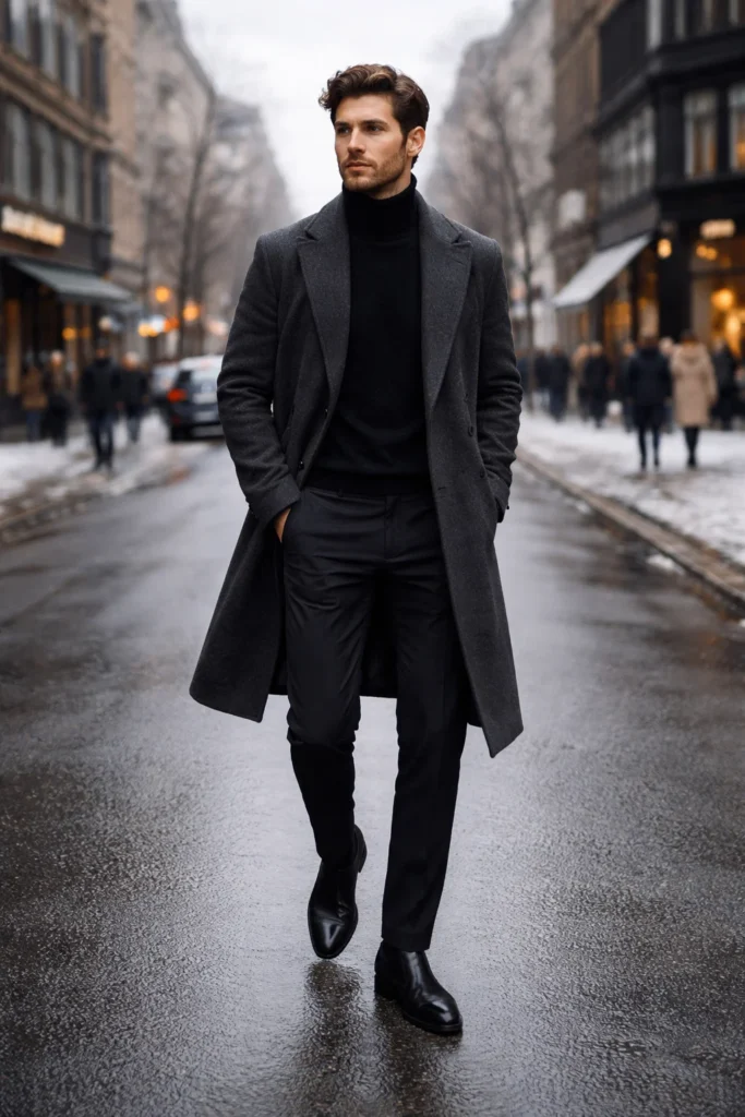 Black Pants with a Long Coat