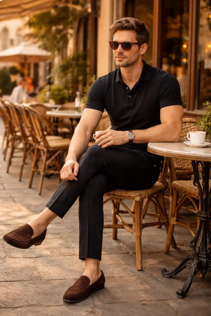 Black Pants with a Polo Shirt