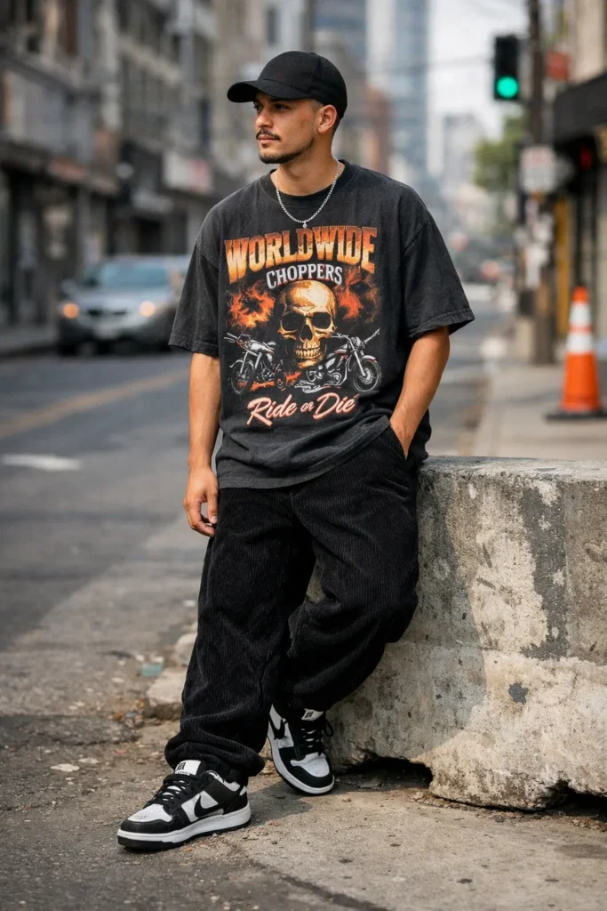 black corduroy pants outfit men