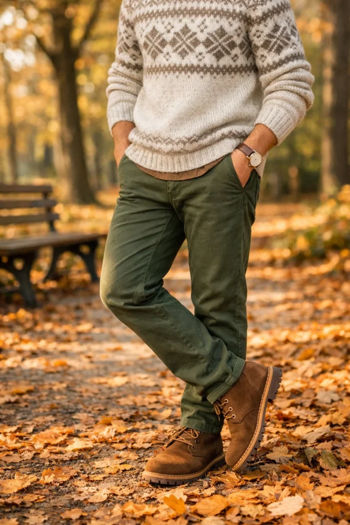 Green Pants with a Sweater