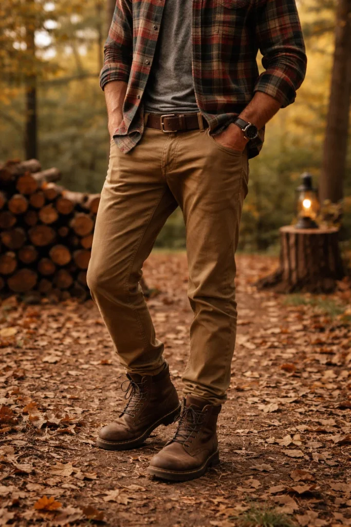 Khaki Pants with a Flannel Shirt