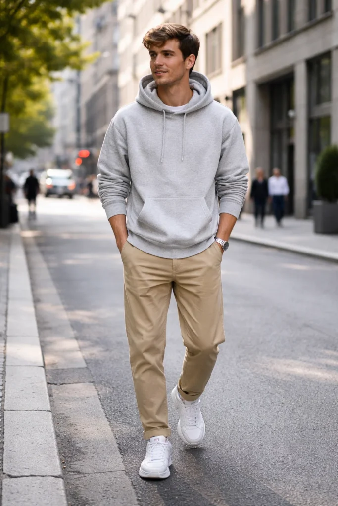 Khaki Pants with a Hoodie