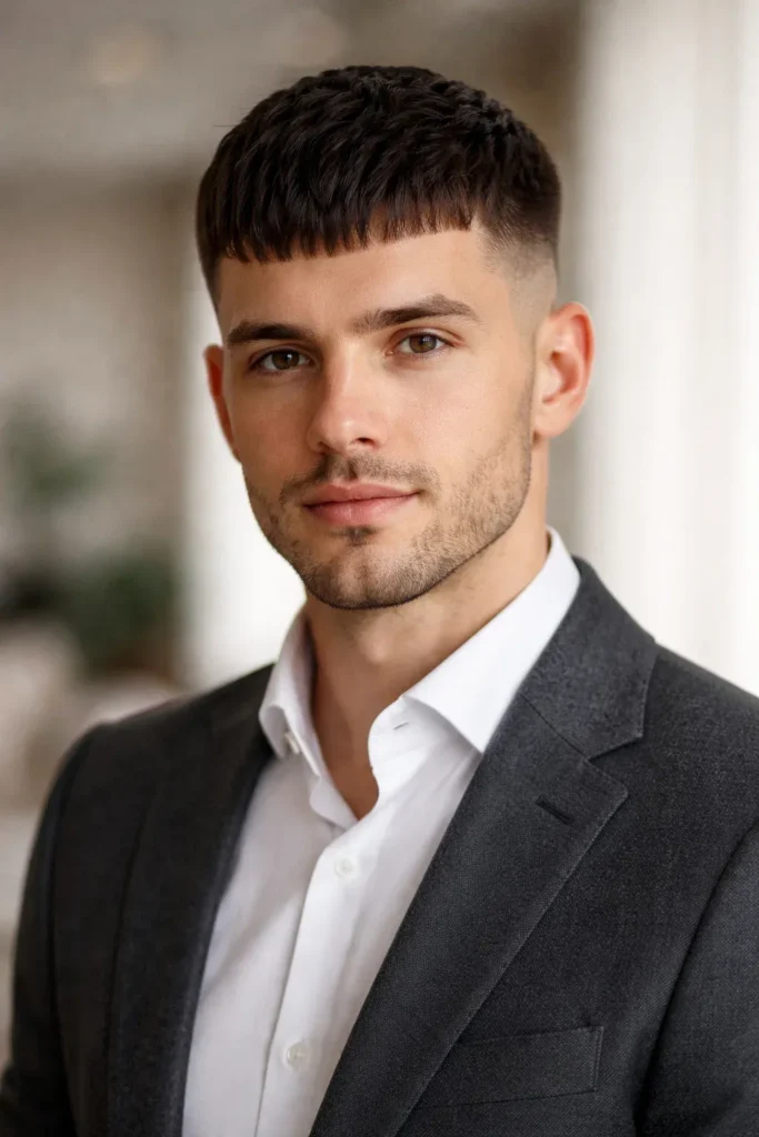 Short Fringe French Crop Low Fade