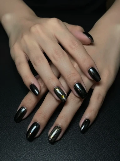 Black Chrome Nails for a Bold Statement