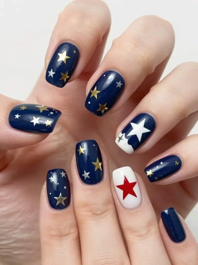 Star-Themed Nail Art for July 4th