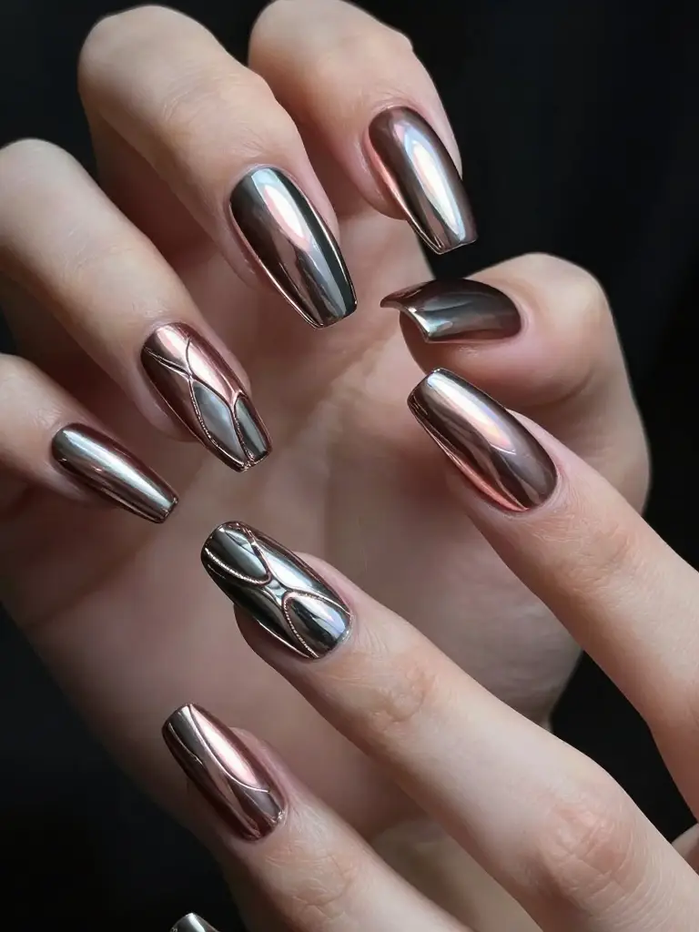 Metallic and Chrome Nail Shades for a Modern Twist