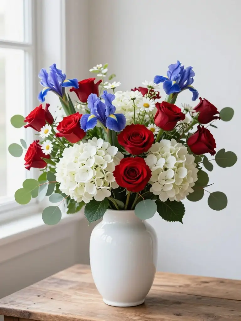 Summer Floral Arrangements with Patriotic Colors