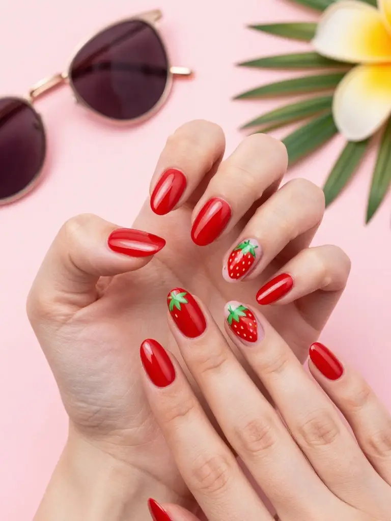 Strawberry Gel Nail Designs That Last All Summer Long