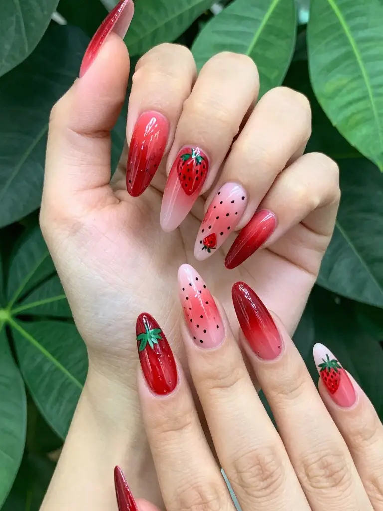 Stunning Strawberry Acrylic Nail Ideas for a Bold Look