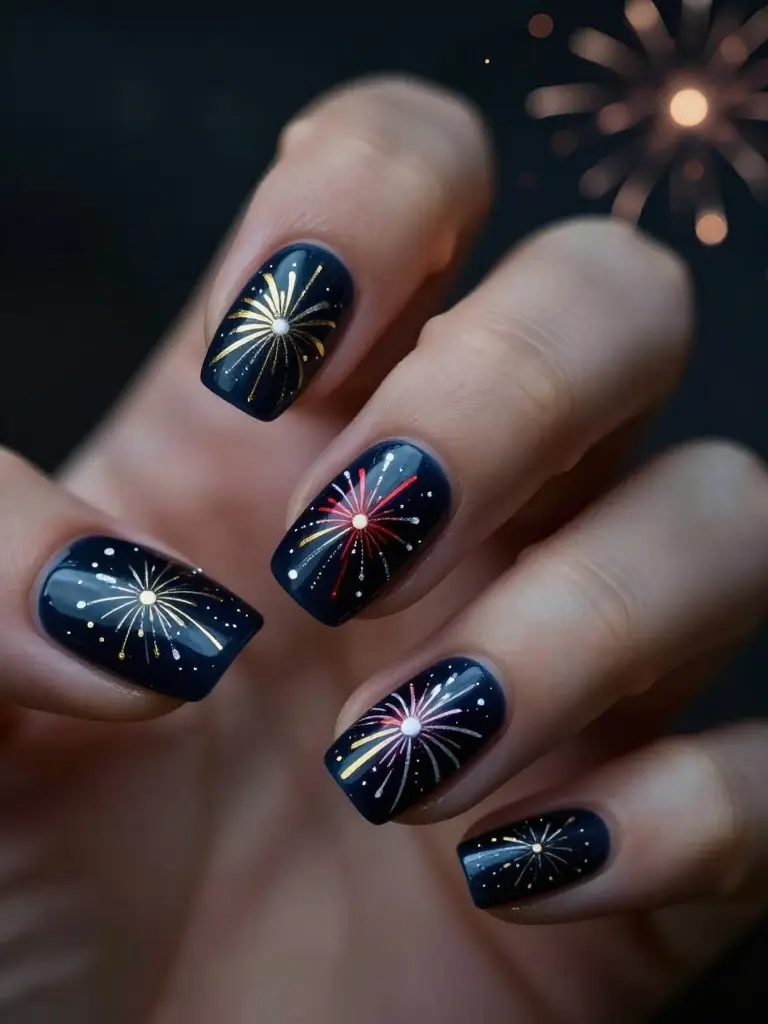 Fireworks-Inspired Nail Art Designs
