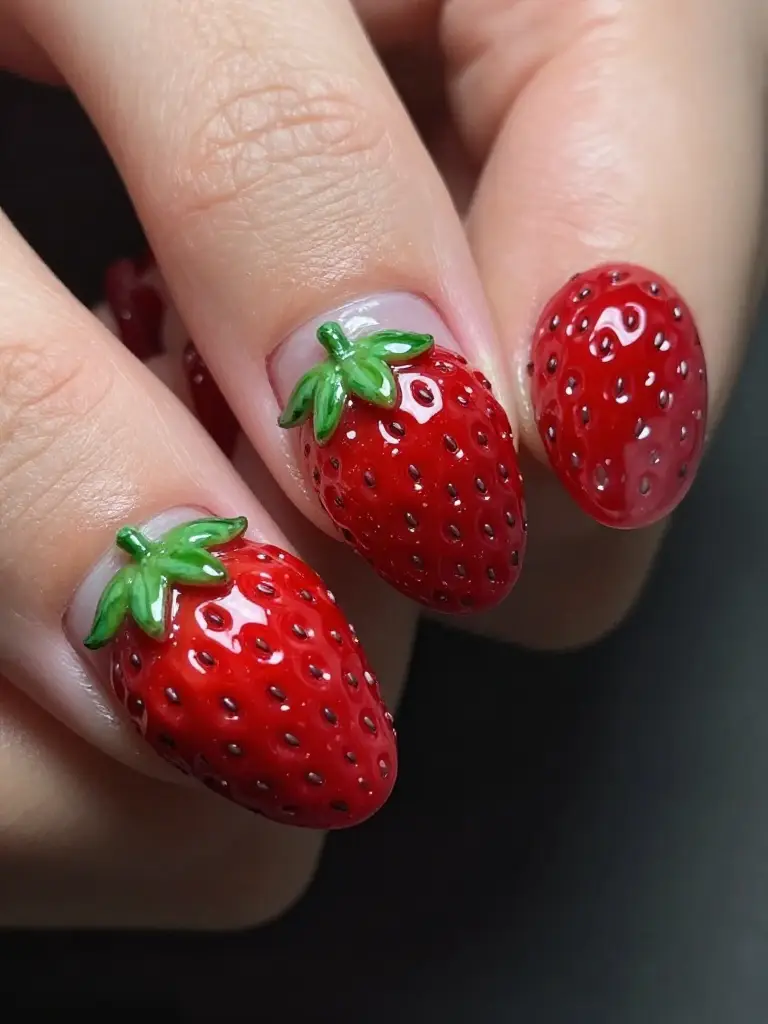 3D Strawberry Nail Designs That Will Blow Your Mind