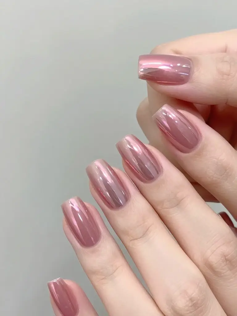 Pink Chrome Nails for a Modern Finish