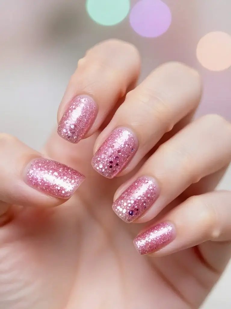 Glitter Pink Nails That Sparkle Beautifully