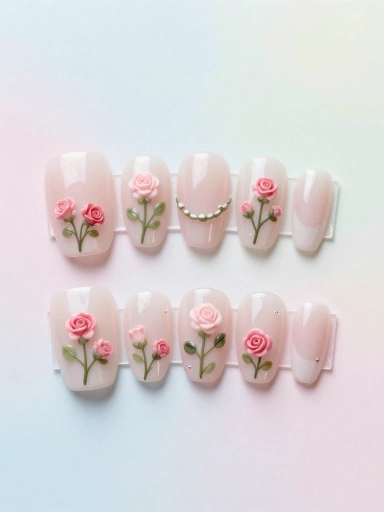 Floral Nail Art on Stiletto Nails