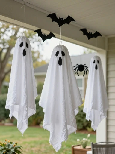 DIY Ghost, Bat, and Spider Decorations