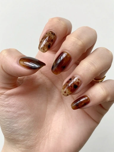 Tortoiseshell Nails for a Timeless Luxury Look