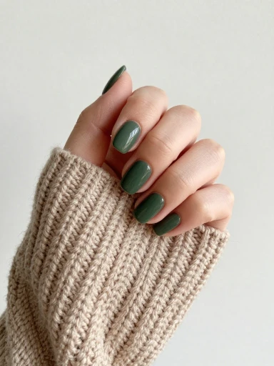 Seasonal Olive Green Nails for Fall and Winter