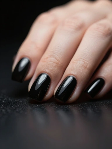 Black Glossy Nails for a Bold Luxury Statement