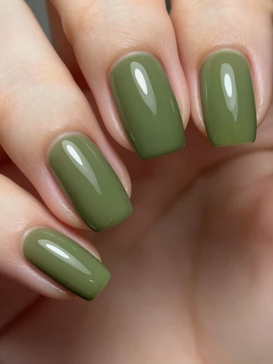 Classic Glossy Olive Green Nail Designs