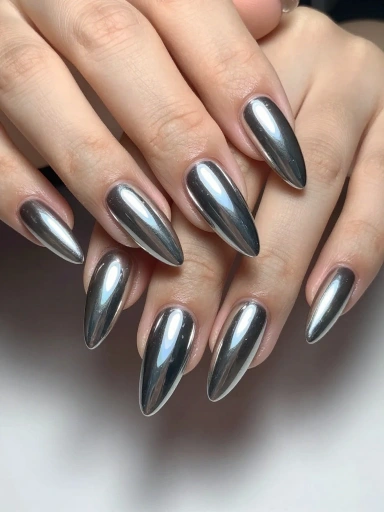 Glamorous Chrome Stiletto Nails