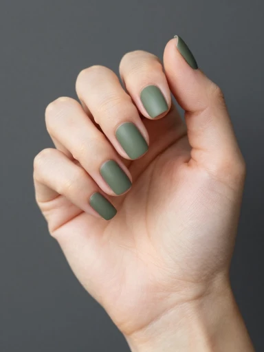 Matte Olive Green Nails for an Elegant Look