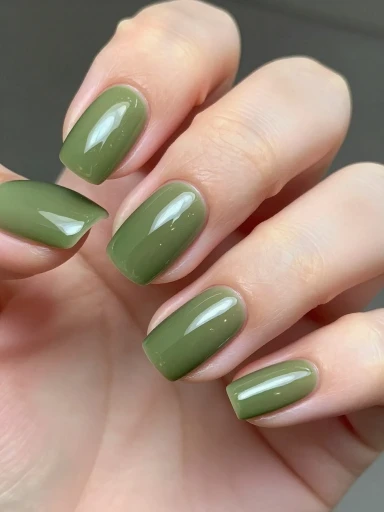 Chrome Olive Green Nails That Make a Statement