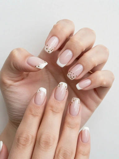French Tip Nails with Polka Dot Accents