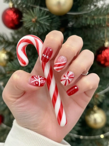 Candy Cane Nail Designs for a Sweet Holiday Look