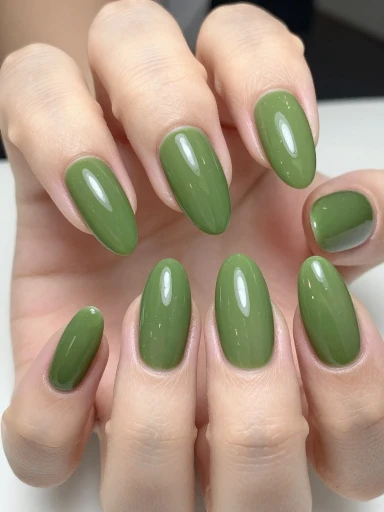 Almond Olive Green Nails You'll Love