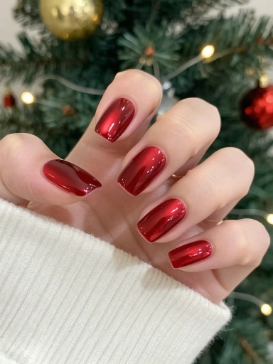 Chrome Christmas Nails with a Modern Twist