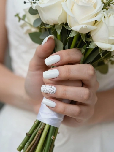 Bridal Milky White Nail Ideas