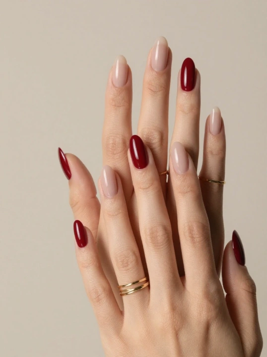 Minimalist Cherry Red Accent Nails
