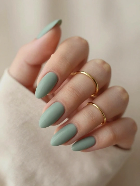 13. Sage Green Nails for a Soft and Sophisticated Look