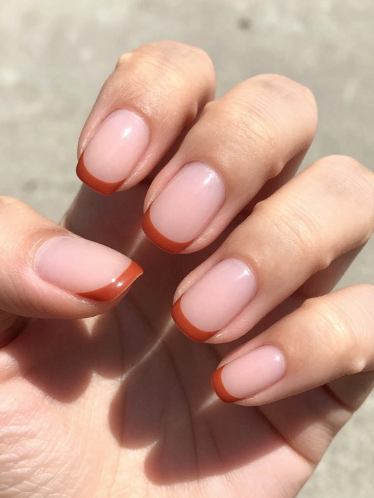 14. Rust Orange French Tips for Early Fall