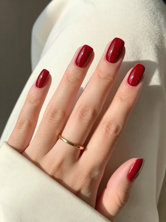Short Cherry Red Nails That Still Pack a Punch