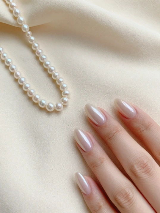 Pearl and Glitter Winter Nail Designs