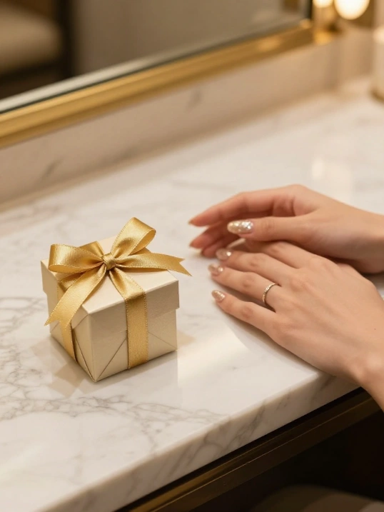 Champagne Glitter Nails for a Luxury Winter Style