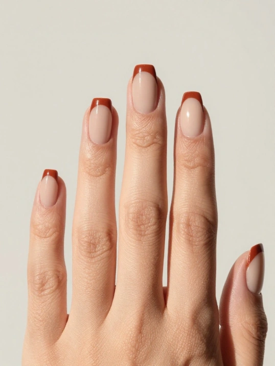 25. September French Manicure with Warm Fall Colors