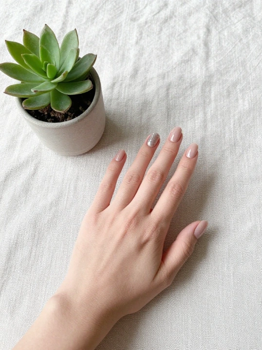 Sparkly Nude Winter Nails for a Minimalist Look