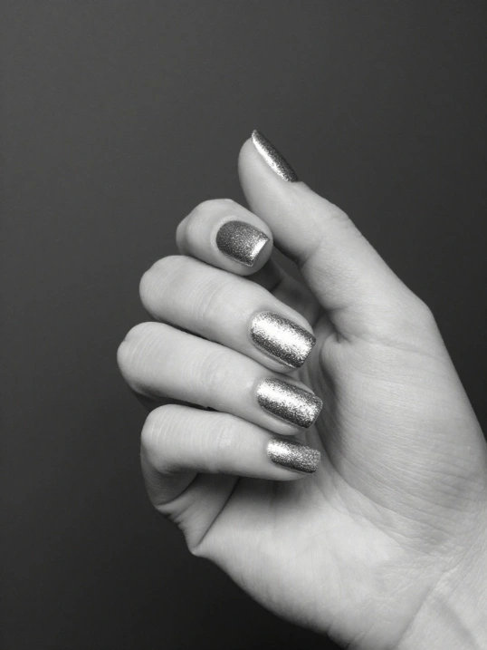 Classic Silver Glitter Winter Nails