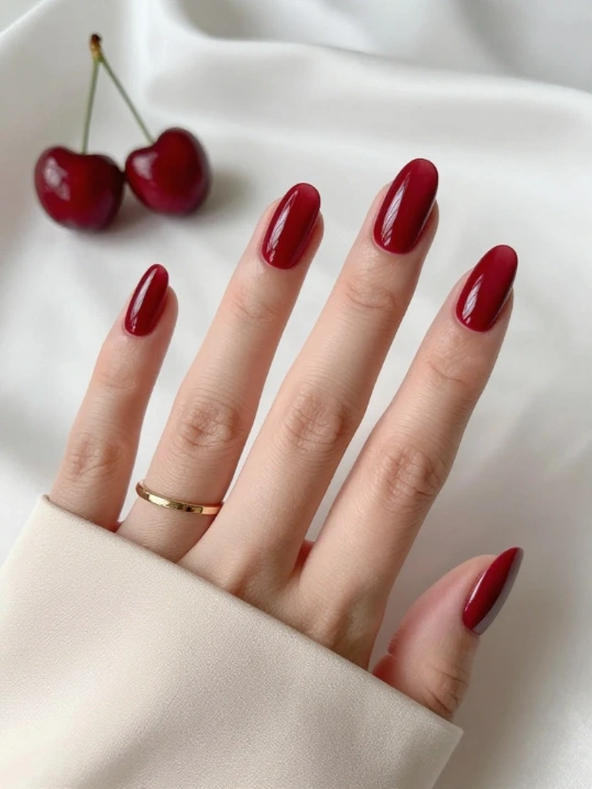 Classic Cherry Red Nails for a Timeless Look