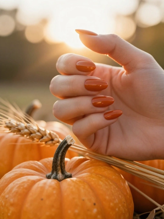 3. Burnt Orange Nails for Warm Fall Vibes
