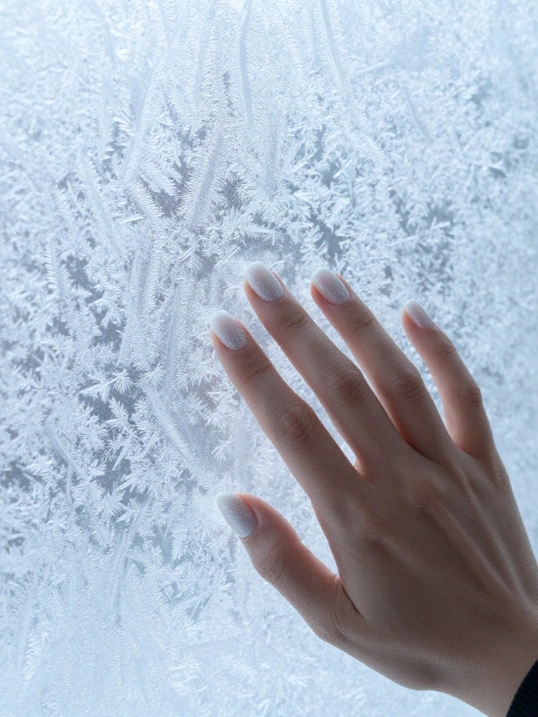 Frosty White Nails with Sparkly Accents