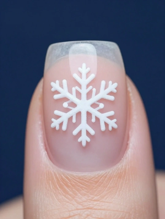 Snowflake Nail Art with Glitter Details