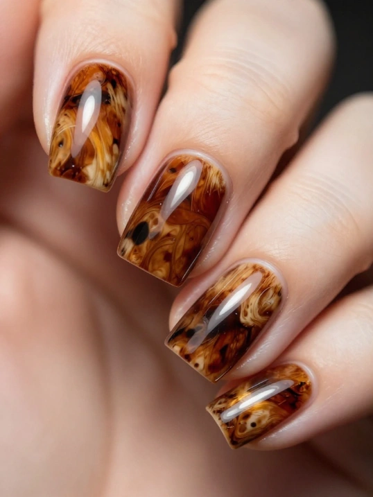 8. Tortoiseshell Nails for Classic Autumn Style
